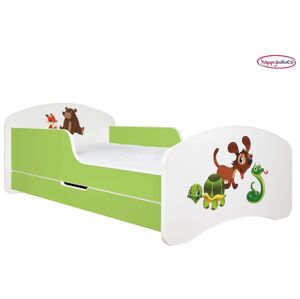 Happy Babies Dětská postel ANIMALS zelená 160x80 cm Farba: Zelená / Biela, Prevedenie: L04 / 80 x 160 cm /S úložným priestorom, Obrázok: AM10