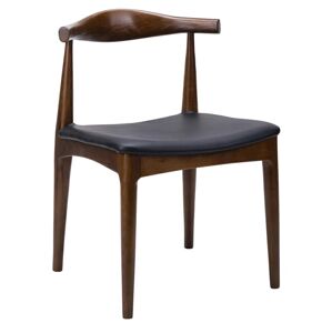 King Home Krzesło ELBOW ciemnobrązowe - drewno Jesion, ekoskóra czarna