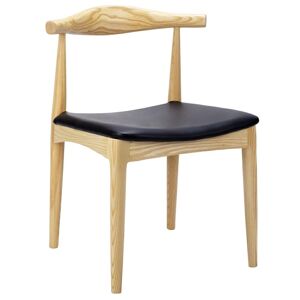King Home Krzesło ELBOW naturalne - drewno Jesion, ekoskóra czarna