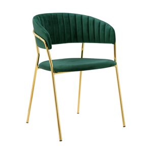 King Home Krzesło MARGO ciemny zielony - welurem, podstawa złota