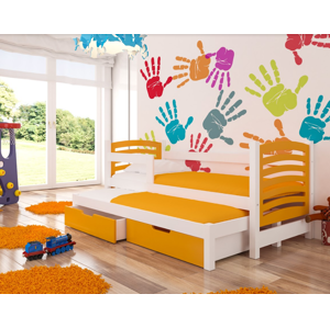 ArtAdrk Dětská postel s přistýlkou AVILA Barva: Bílá / oranžová