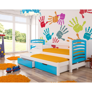 ArtAdrk Dětská postel s přistýlkou AVILA Barva: bílá / modrá