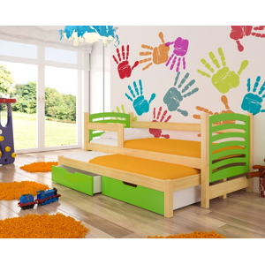 ArtAdrk Dětská postel s přistýlkou AVILA Barva: Borovice / zelená