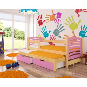 ArtAdrk Dětská postel s přistýlkou AVILA Barva: Borovice / růžová
