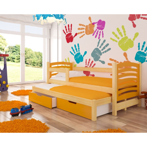 ArtAdrk Dětská postel s přistýlkou AVILA Barva: borovice / oranžová