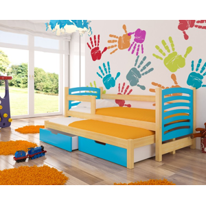 ArtAdrk Dětská postel s přistýlkou AVILA Barva: Borovice / modrá