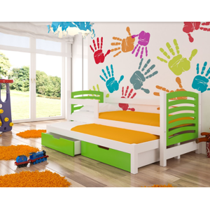 ArtAdrk Dětská postel s přistýlkou AVILA Barva: bílá / zelená