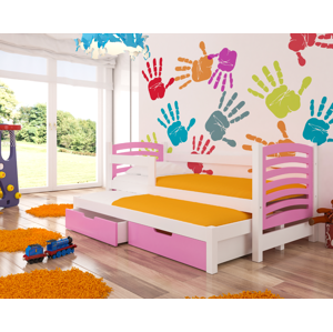 ArtAdrk Dětská postel s přistýlkou AVILA Barva: bílá / růžová