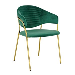 King Home Krzesło NAOMI zielony - welurem, podstawa złota