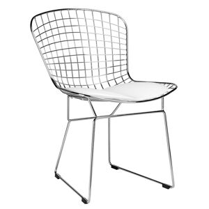 King Home Krzesło NET SOFT chrom - biała poduszka, metal