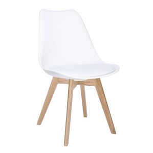 King Home Krzesło NORDIC PREMIUM białe - podstawa Dębowa, poduszka z ekoskóry