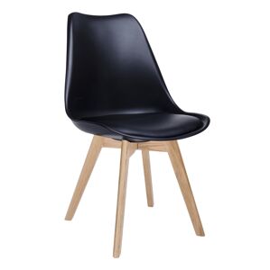 King Home Krzesło NORDIC PREMIUM czarne - podstawa Dębowa, poduszka z ekoskóry