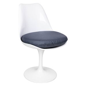 King Home Krzesło TULIP białe z szary poduszka - ABS, podstawa metalowe