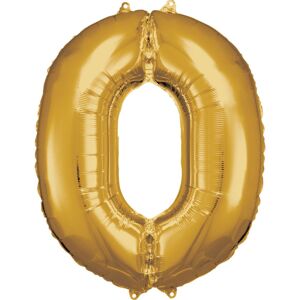 Balónek fóliový narozeniny číslo 0 zlatý 86cm - Amscan