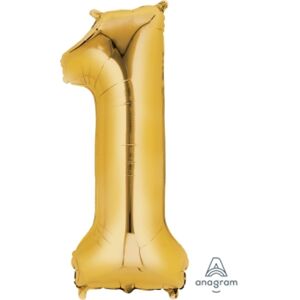 Balónek fóliový narozeniny číslo 1 zlatý 86cm - Amscan