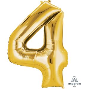 Balónek fóliový narozeniny číslo 4 zlatý 86cm - Amscan