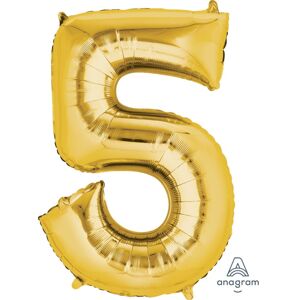 Balónek fóliový narozeniny číslo 5 zlatý 86cm - Amscan