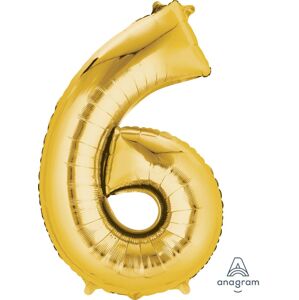 Balónek fóliový narozeniny číslo 6 zlatý 86cm - Amscan