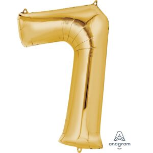 Balónek fóliový narozeniny číslo 7 zlatý 86cm - Amscan
