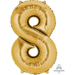Balónek fóliový narozeniny číslo 8 zlatý 86cm - Amscan