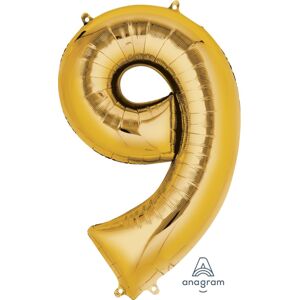 Balónek fóliový narozeniny číslo 9 zlatý 86cm - Amscan