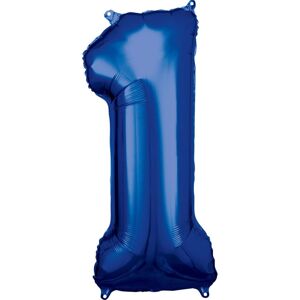 Balónek fóliový narozeniny číslo 1 modrý 86cm - Amscan