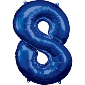 Balónek fóliový narozeniny číslo 8 modré 86cm - Amscan