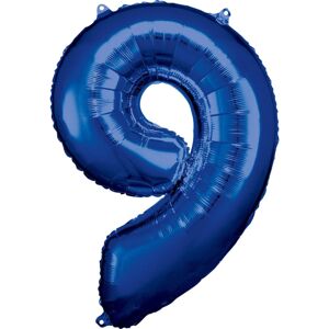 Balónek fóliový narozeniny číslo 9 modré 86cm - Amscan