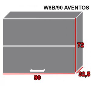 ArtExt Kuchyňská linka Brerra - lesk Kuchyně: Horní skříňka W8B/90 AVENTOS/korpus grey, lava, bílá (ŠxVxH) 90 x 72 x 32,5 cm