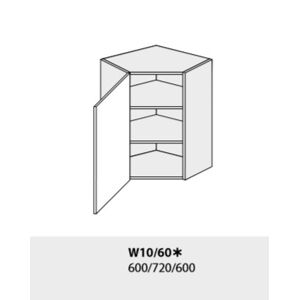 ArtExt Kuchyňská linka Emporium Kuchyně: Horní rohová skříňka W10/60 (ŠxVxH) 60 x 72 x 60 cm (korpus grey, lava, bílá)
