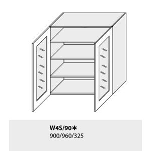 ArtExt Kuchyňská linka Emporium Kuchyně: Horní skříňka W4S/90 (ŠxVxH) 90 x 96 x 32,5 cm - v korpusu grey, bílá, lava
