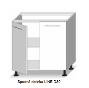 Tempo Kondela Kuchyňská linka LINE / dub sonoma-bílá LINE: Spodná skrinka LINE D80 / (ŠxVxH) 80x82x54,5 cm