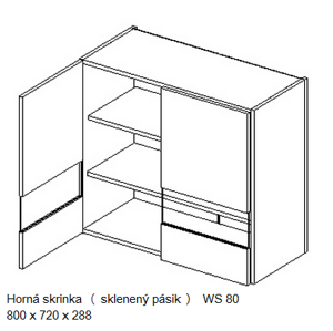 Kuchynská linka OLIWIA Typ: Horní skříňka OLIWIA WS 80 (sklo pásek)