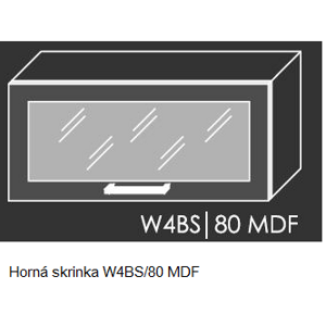 Kuchynská linka PLATINUM Kuchyně: Horní skříňka W4BS/80 MDF - dřevěný rám ve stříbrném moření / (ŠxVxH) 80 x 36 x 30-32,5 cm