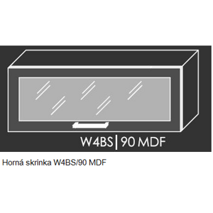 Kuchynská linka PLATINUM Kuchyně: Horní skříňka W4BS/90 MDF - dřevěný rám ve stříbrném moření / (ŠxVxH) 90 x 36 x 30-32,5 cm