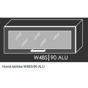 Kuchynská linka PLATINUM Kuchyně: Horní skříňka W4BS/90 ALU - hliníkový rám skříňky / (ŠxVxH) 90 x 36 x 30-32,5 cm