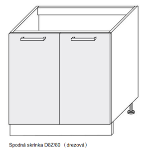 Kuchynská linka PLATINUM Kuchyně: Spodní skříňka - dřezová D8Z/80/(ŠxVxH) 80 x 82 x 50 cm