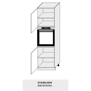 Kuchynská linka PLATINUM Kuchyně: Skříňka D14/RU/2D /(ŠxVxH) 60 x 207 x 56,5 cm (korpus lava,grey,bílá)
