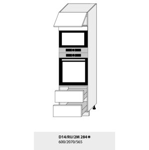 Kuchynská linka PLATINUM Kuchyně: Skříňka D14/RU/2M 284/(ŠxVxH) 60 x 207 x 56,5 cm (korpus lava,grey,bílá)