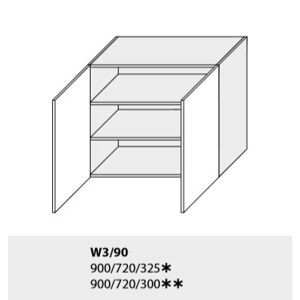 ArtExt Kuchyňská linka Quantum Kuchyně: Horní skříňka W3/90/(ŠxVxH) 90 x 72 x 30-32,5 cm