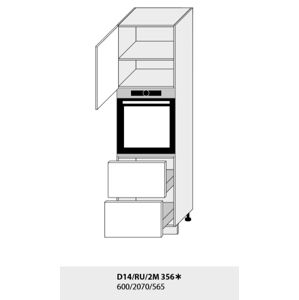 ArtExt Kuchyňská linka Quantum Kuchyně: Skříňka D14/RU/2M 356/(ŠxVxH) 60 x 207 x 56,5 cm (korpus grey,lava,bílá)
