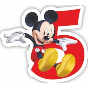 Mickey Mouse dortová svíčka bílá s červeným číslem 5 - PROCOS