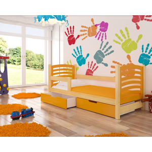 ArtAdrk Dětská postel CAMINO Barva: borovice / oranžová