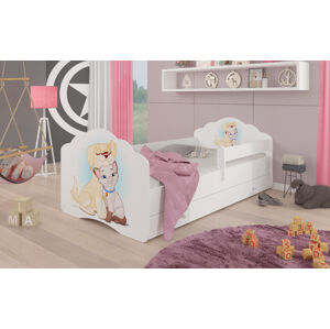 ArtAdrk Dětská postel CASIMO | se zásuvkou a zábranou Provedení: Psík a mačičkou