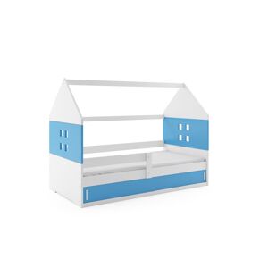 BMS Dětská postel domeček DOMI 1 | bílá s úložným prostorem Barva: bílá / modrá
