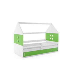 BMS Dětská postel domeček DOMI 1 | bílá s úložným prostorem Barva: bílá / zelená