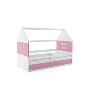 BMS Dětská postel domeček DOMI 1 | bílá s úložným prostorem Barva: bílá / růžová