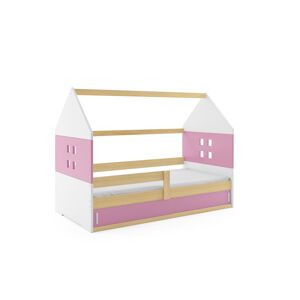 BMS Dětská postel domeček DOMI 1 | borovice s úložným prostorem Barva: Borovice / růžová