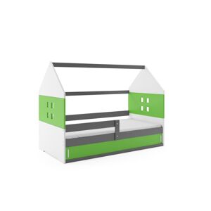 BMS Dětská postel domeček DOMI 1 | šedá s úložným prostorem Barva: Šedá / zelená