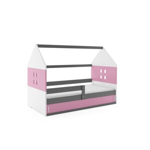 BMS Dětská postel domeček DOMI 1 | šedá s úložným prostorem Barva: Šedá / růžová